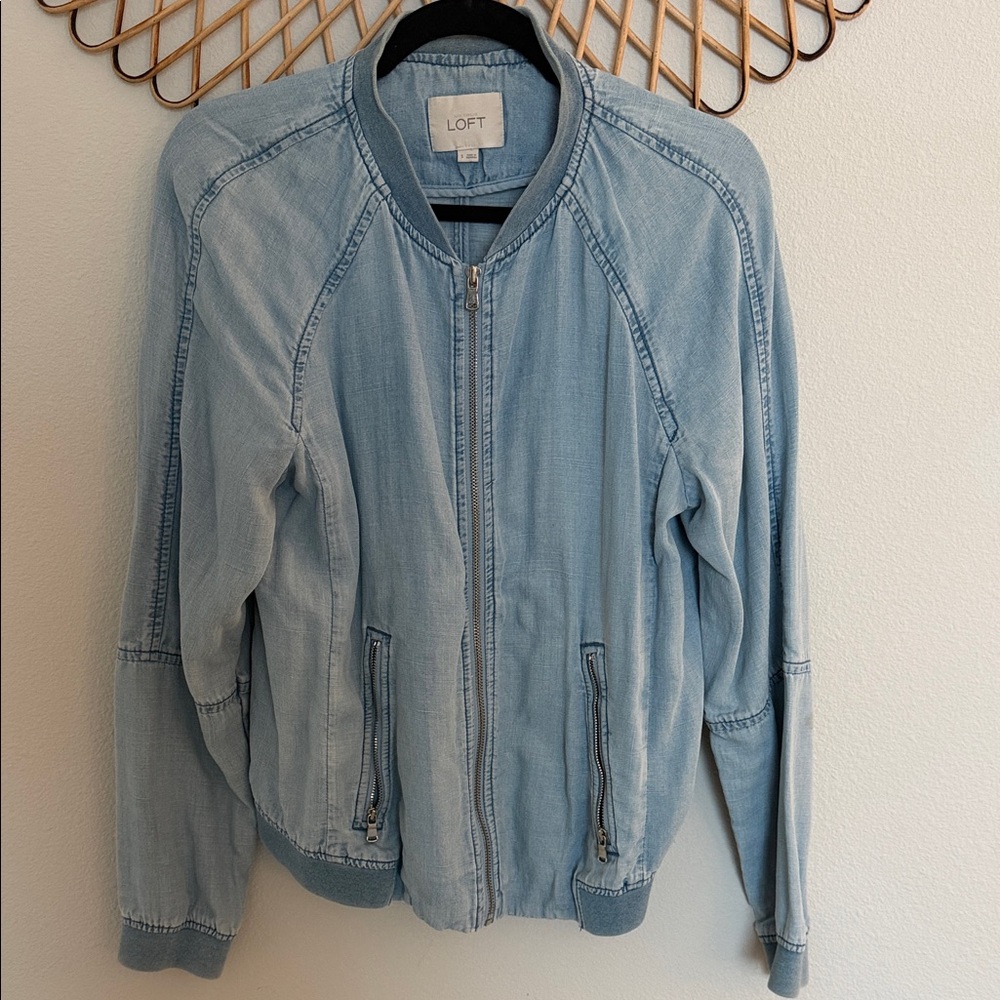 LOFT Sky Blue Bomber Jacket